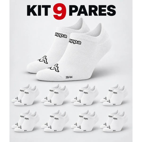 Kit 9 Pares Meias Kappa Sapatilha Soquete Invisível Original