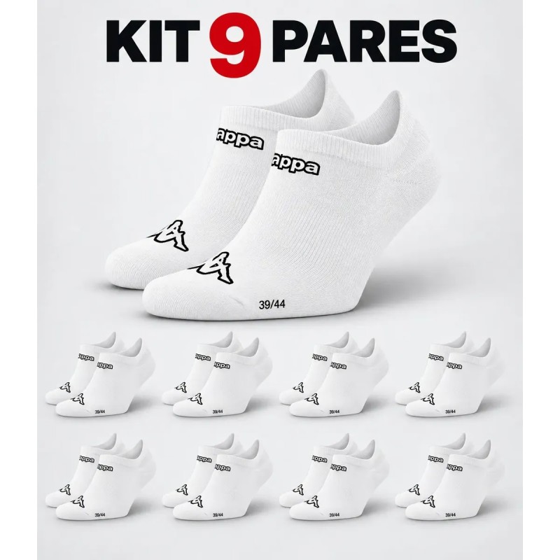 Kit 9 Pares Meias Kappa Sapatilha Soquete Invisível Original