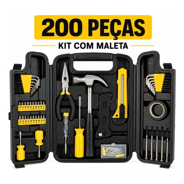 Jogo de Ferramentas 200 Peças com Chaves de Precisão e Allen Kit com Maleta Resistente - Titanium Platina