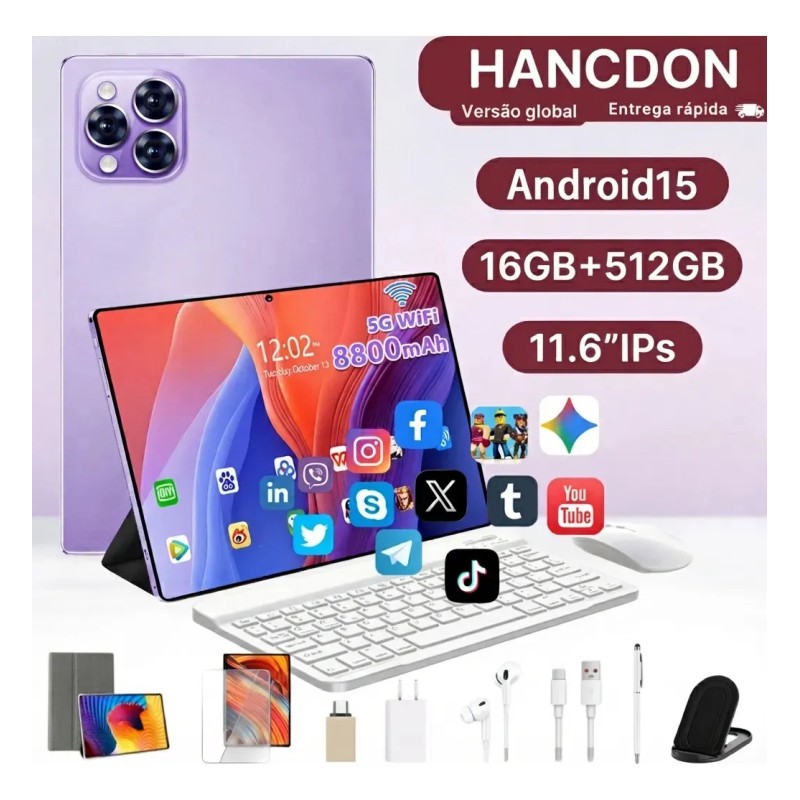Tablet Hancdon Tab Android 15 Kit Completo com Caneta e T...