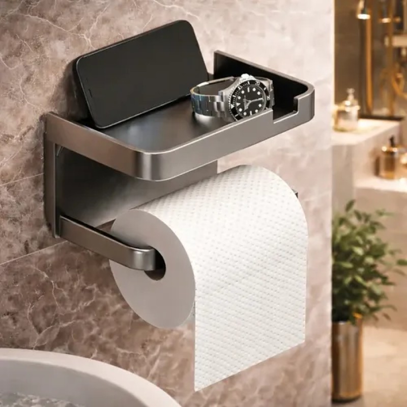 Suporte Papel Higiênico Adesivo De Parede Com Prateleira ...