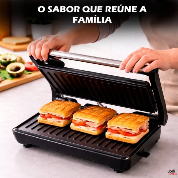Grill Inox 750W Chapas Antiaderentes Grelha Rápida Sem Óleo