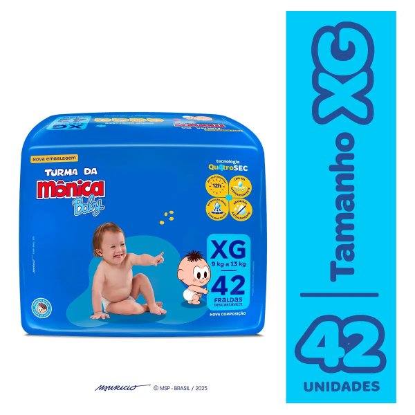 Fralda Descartável Turma da Mônica Baby XG Pacote 42 Unidades
