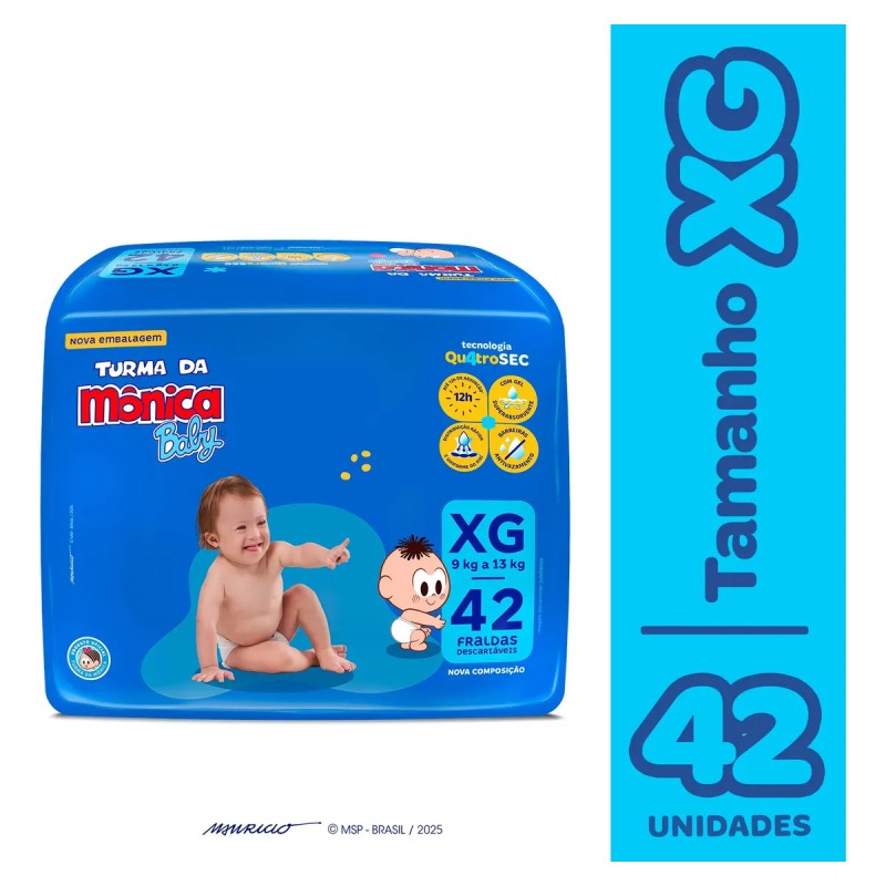 Fralda Descartável Turma da Mônica Baby XG Pacote 42 Unid...