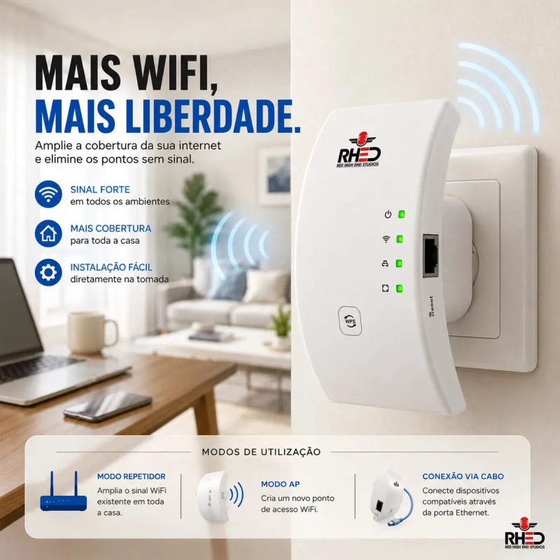 Repetidor De Sinal Wifi Roteador Wireless Amplificador Po...