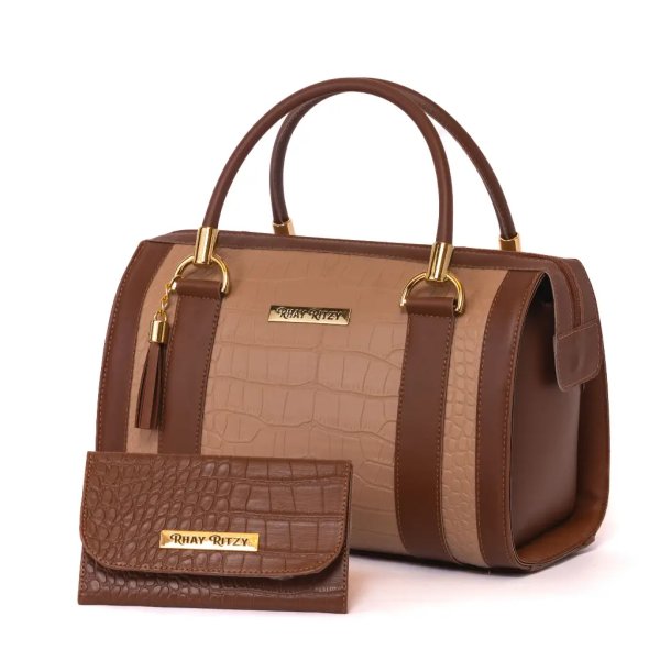 Kit Bolsa Baú com Carteira Feminina Bicolor de Mão e Alça para ombro Transversal Lançamento