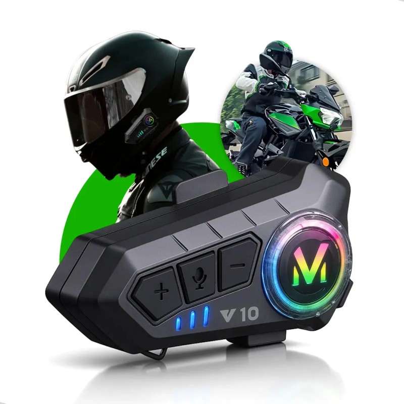 Fone De Ouvido Para Capacete Moto Bluetooth Headset Rgb S...