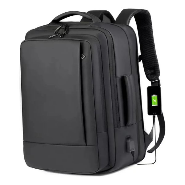 Mochila jiesipote À Prova D'água Reforçada Expansível Cor Preto