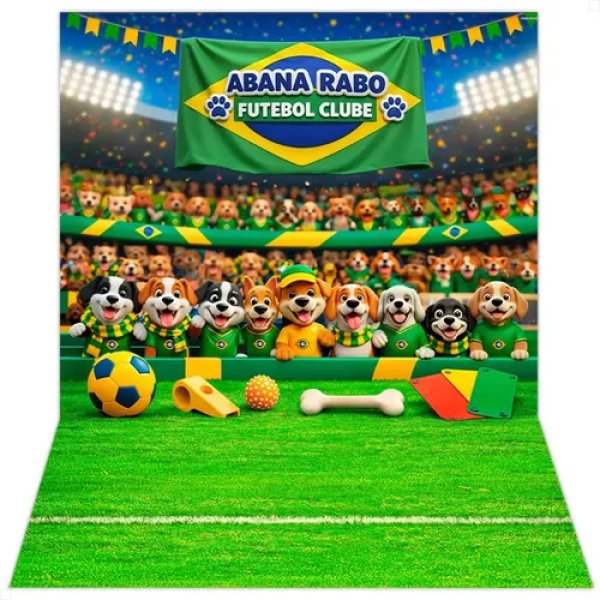 Fundo Fotográfico Futebol Copa Brasil Cenário Para Foto Pet 1,50x2,20m Em Tecido Sublimado - Criatema