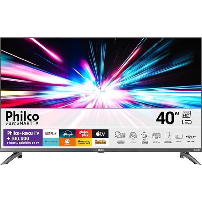 Smart TV 40” Philco Roku TV LED Dolby Audio PTV40M9GR2CGB