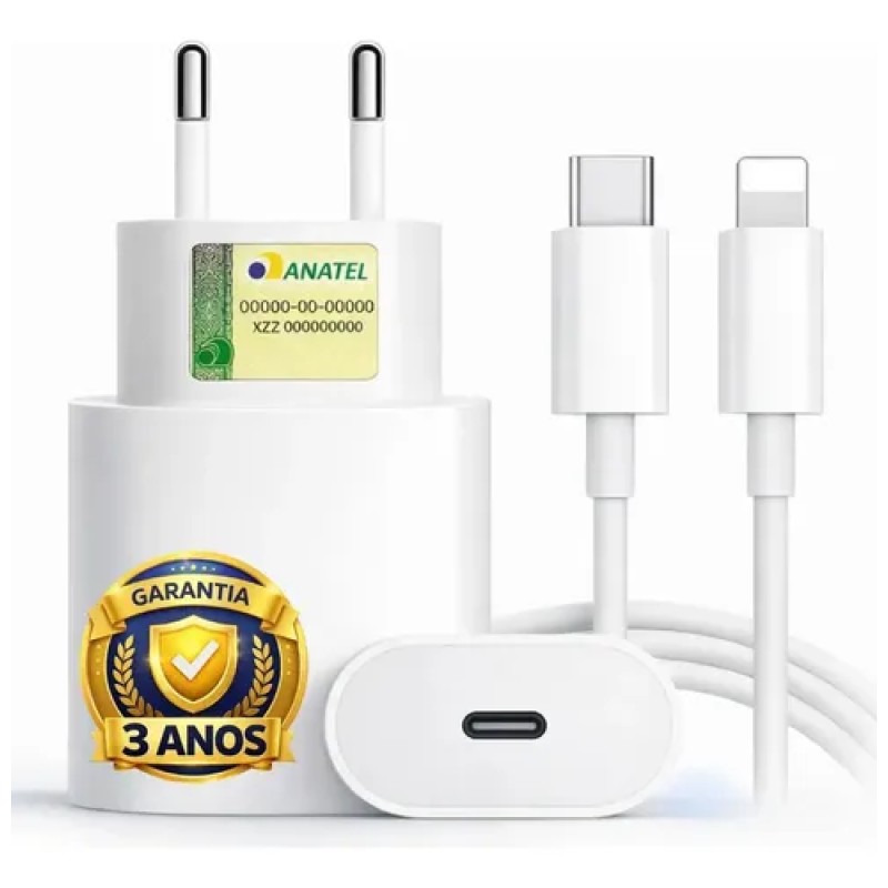Carregador Compativel Com iPhone 8 X Xr 11 12 13 14 Pro M...