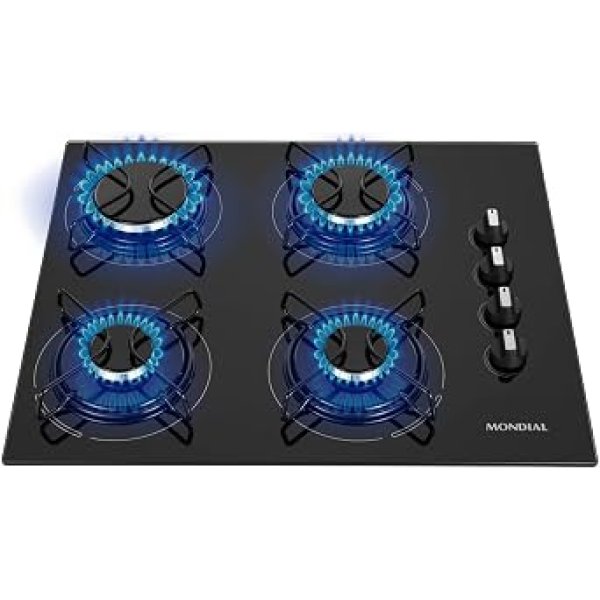 MONDIAL Cooktop a Gás, 4 Bocas, Preto/Inox, Bivolt - CTG-01