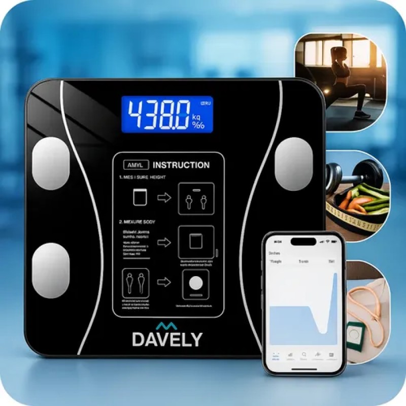 Balança Digital Corporal Bioimpedância Davely Bluetooth p...