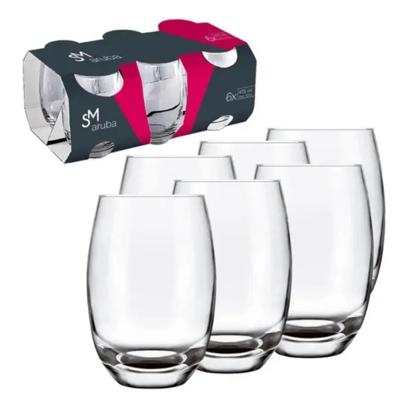 Jogo 6 Copos Aruba Transparente 465 ML Nadir