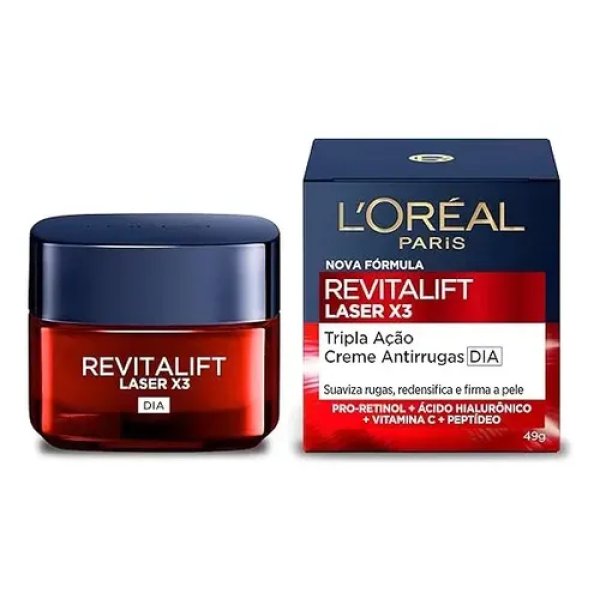 Creme Facial Anti-idade, com PRO-XYLANE e Ácido Hialurônico, Corrige Rugas e Flacidez, Revitalift Laser X3 L'Oréal Paris 50ml