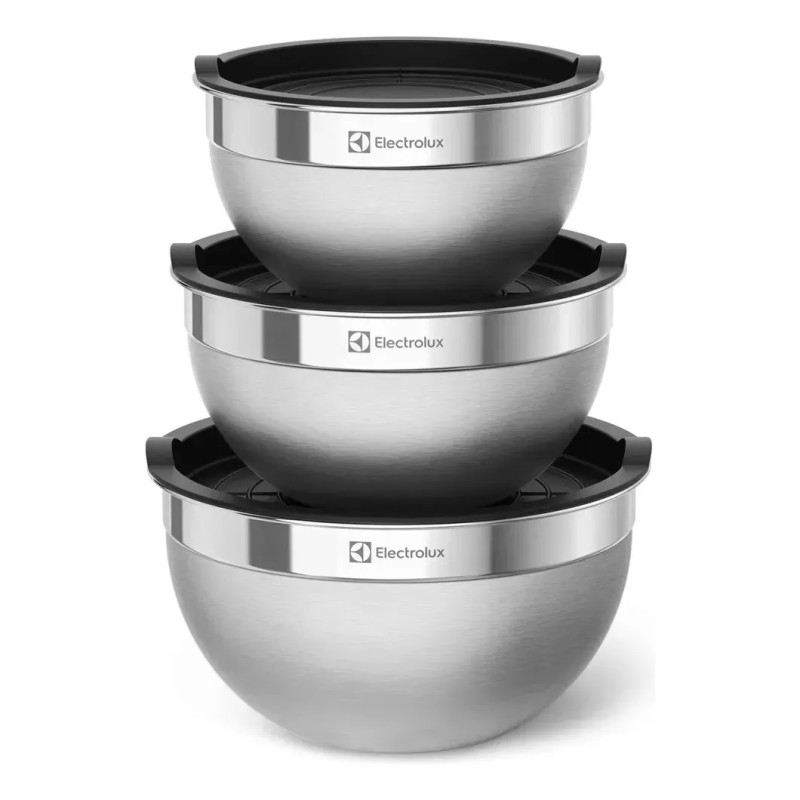 Electrolux Kit 3 Bowls Tigelas de Aço Inox com Tampa Plás...