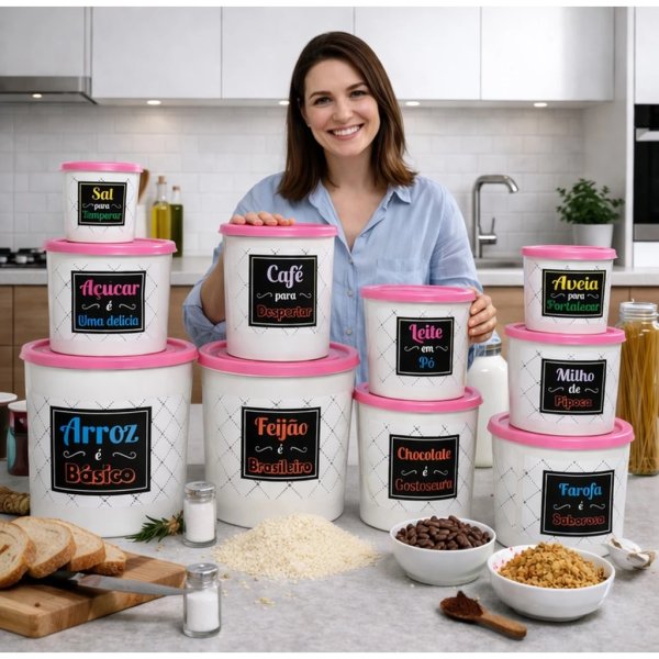 Kit Potes Mantimentos Linha premium jogo com 10 Peças plástico