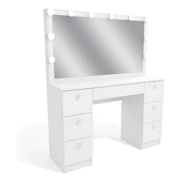 Penteadeira Ditália Pe80 com Kit Luz Branco Cor Branco