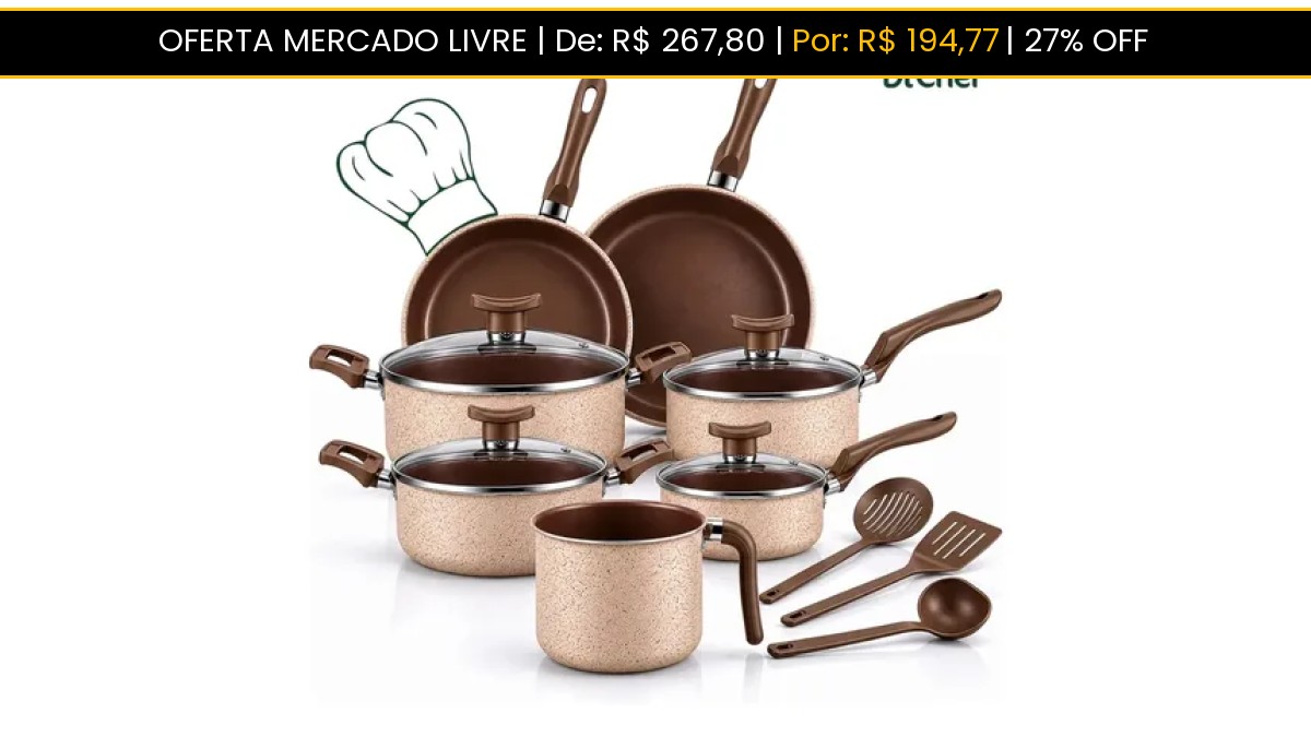 Jogo de Panelas Essenza Di Cheff 10 Peças Antiaderente Alumínio Teflon