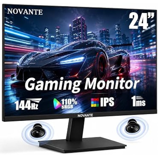 Monitor Gamer ips 24 Polegadas, Full HD, 144Hz, 1ms,sRGB 99%, 150cd/m², Alto-falantes embutidos,Entradas HDMI/DisplayPort/3.5mm,110-220V, Preto