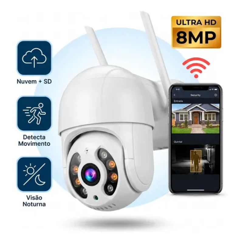 Câmera De Segurança Ip Wifi A8 Full Hd Icsee Ptz 355° Com...