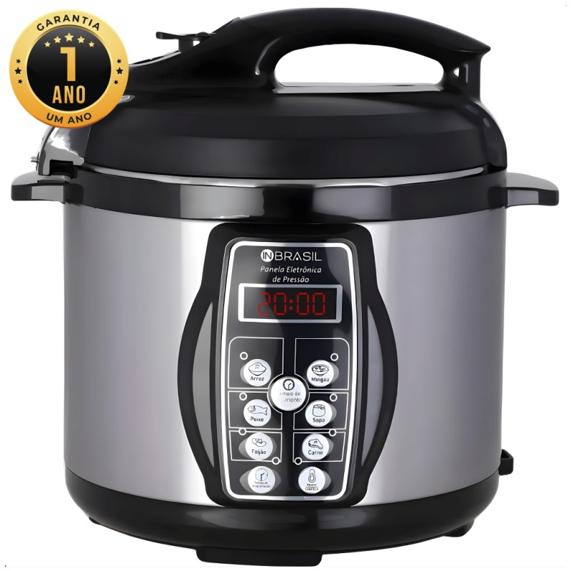 Panela De Pressão Elétrica Inox - 4 Litros - Multifuncion...