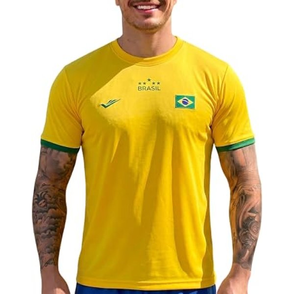 Camisa do Brasil Masculina Copa 2026 Camiseta Seleção Brasileira Estampada Elite Dry Fit Proteção UV Plus Size até EG5
