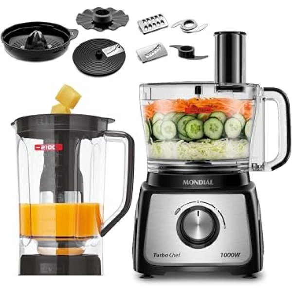 MONDIAL Multiprocessador Turbo Chef 9 em 1, Preto, 1000W, 110V - MPN-01-BF