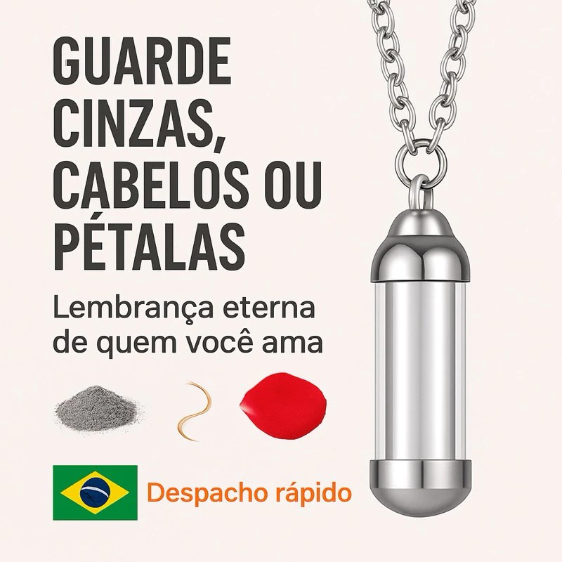 Colar Urna Relicário Memorial em Aço Inox com Vidro para ...