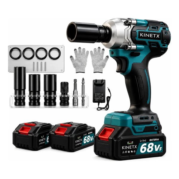 Chave Impacto Kinetx 880nm Brushless 21v+2 Bat Kit Completo