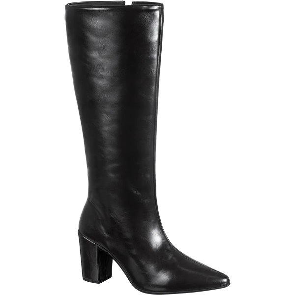 Bota Feminina Cano Longo Liso Bico Fino Salto Bloco Médio Clássica Elegante Marina GiGiL