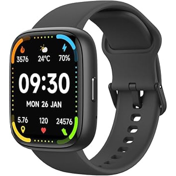 Bettdow SmartWatch, relogio smartwatch com Ecrã tátil e Alexa, à prova d'água IP68, relogio feminino e masculino, com 100+ modo esportivo e recebimento de notificações(preto)