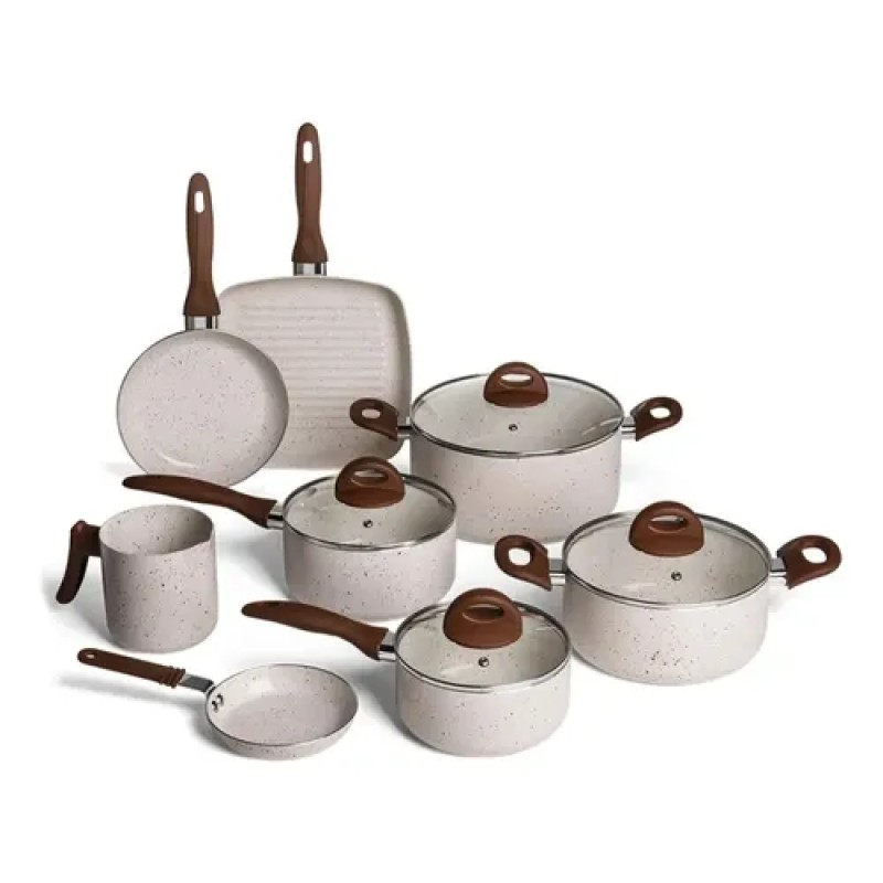 Conj de Panelas 8 Peças Ceramic Life Smart Plus Vanilla -...
