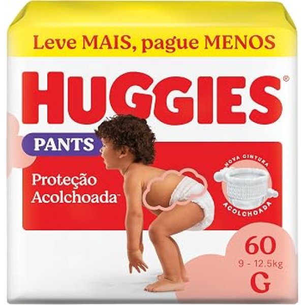 Fralda Pants Huggies Supreme Care, Tamanho G, 9-12,5 kg, 60 Unidades, Estilo Roupinha com Cintura Acolchoada
