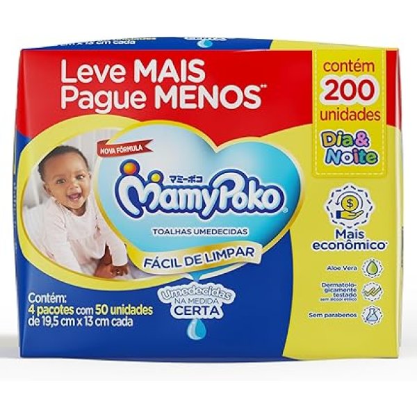 MamyPoko Lenços Umedecidos Dia&Noite 200 Unidades
