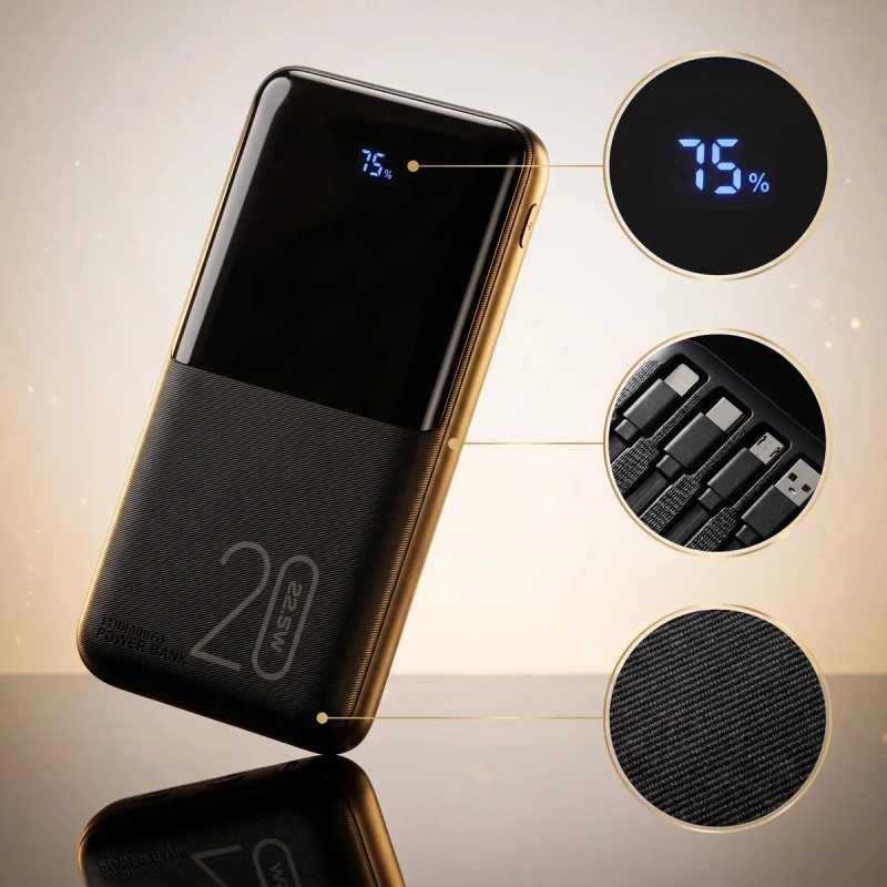Power Bank 20000mAh Turbo 22,5W Carga Rápida 10V De Saída...