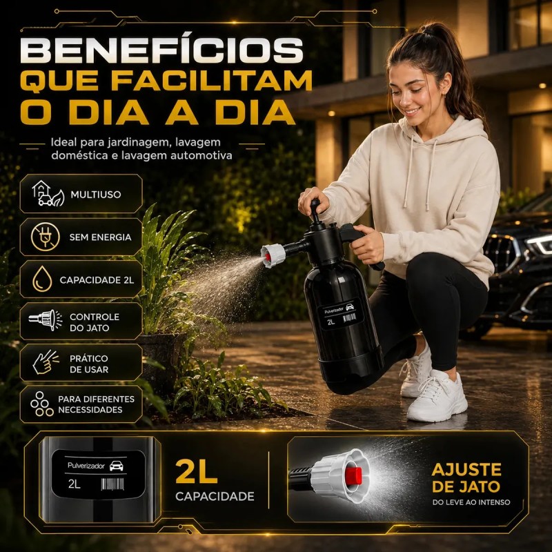 Pulverizador Manual 2 L Snow Foam Profissional Com 3 Bico...
