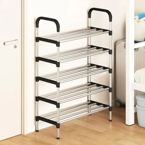 Rack Vertical Sapateira 5 Prateleiras 15 Pares Aço Inox Cor