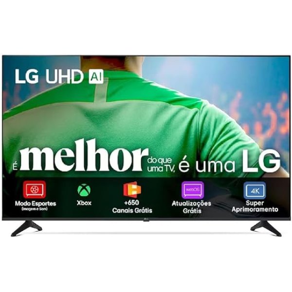 Smart TV LG UHD AI UA75 43 polegadas HDR10 Pro Processador α7 AI Ger 8 webOS 25