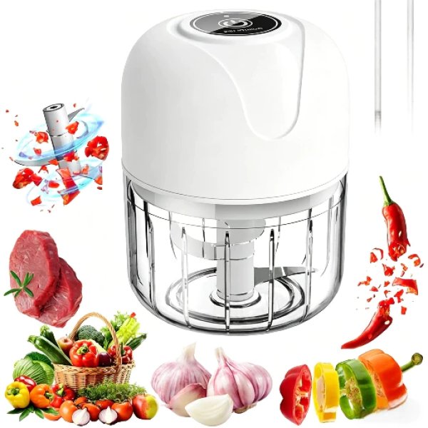 Mini Processador Triturador Sem Fio Elétrico 250ML De Alimentos Para Legumes Alho Gengibre
