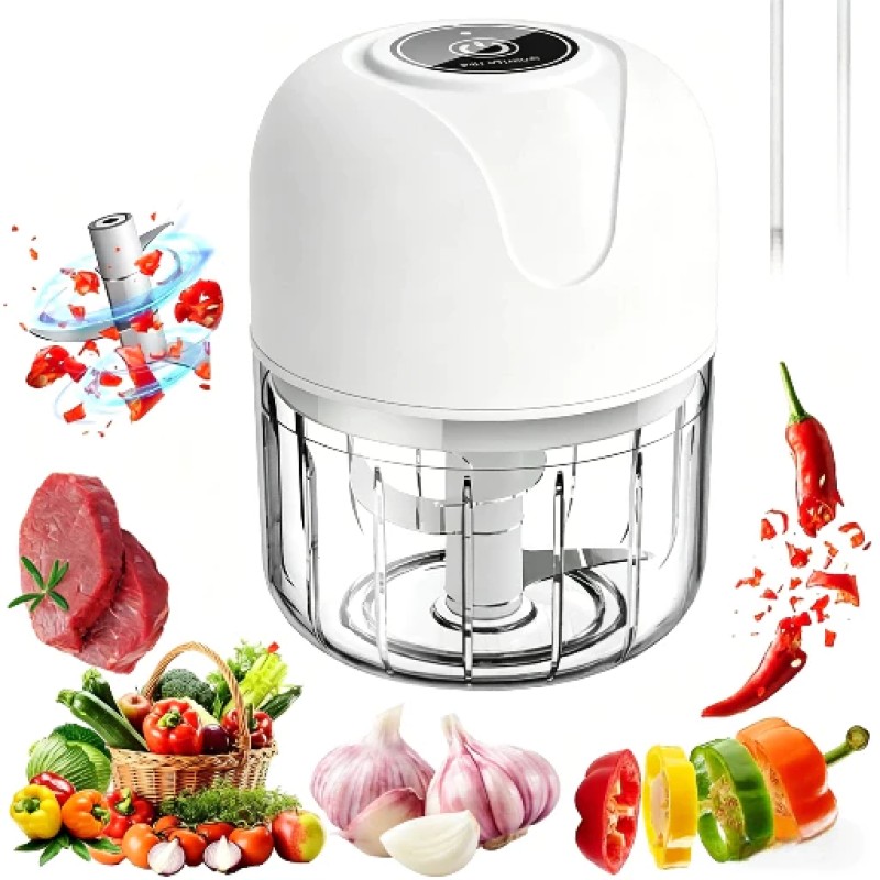 Mini Processador Triturador Sem Fio Elétrico 250ML De Ali...