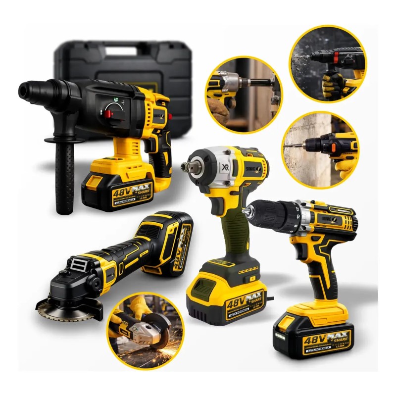 Kit Multi Ferramentas 4 Em 1 48v Sem Fio Com 2 Baterias F...