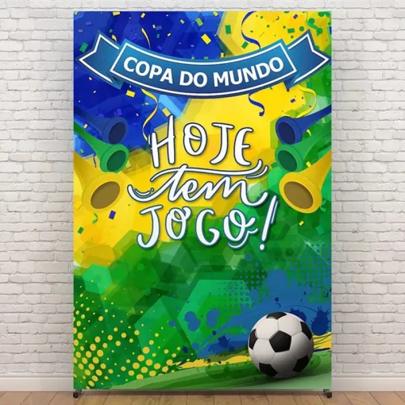 Painel Retangular Vertical Copa Decoração Festa Futebol B...