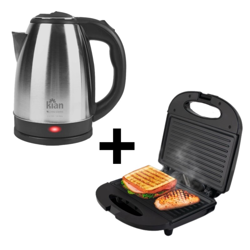 Kit Café Manhã Chaleira Elétrica + Sanduicheira 127v ou 2...