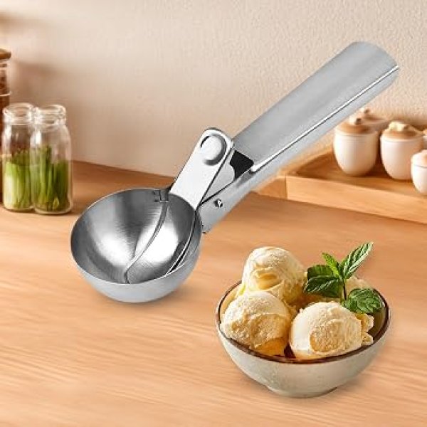 Colher de sorvete de aço inoxidável, bola de melão, colher de frutas, ferramenta perfeita para sorvete, sorvete e muito mais