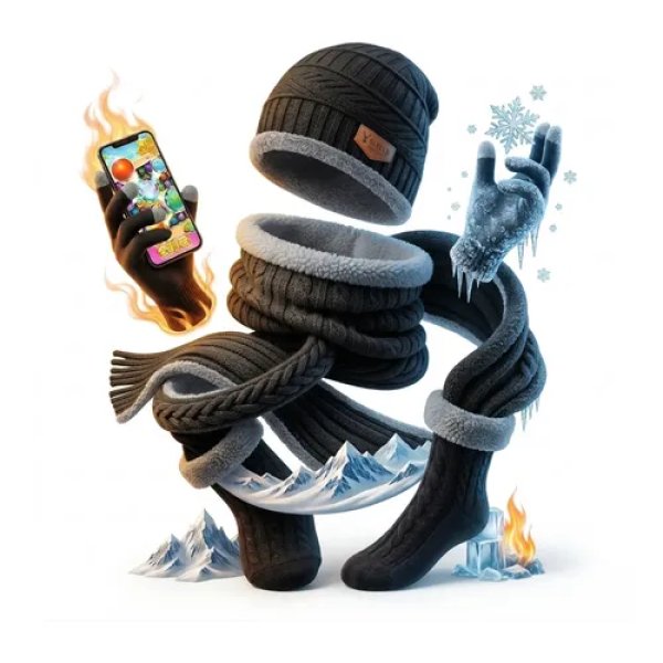 Kit Inverno Touca Gorro Com Cachecol Luva E Meia Térmica