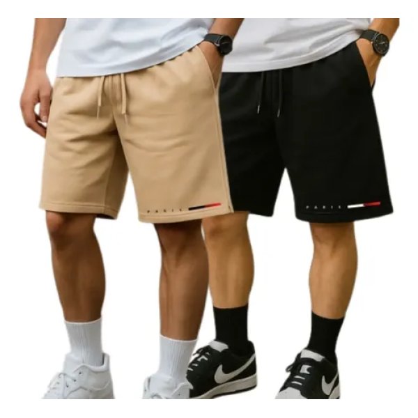 Kit 02 Bermuda Casual Short Moletom Maculina Academia Treino