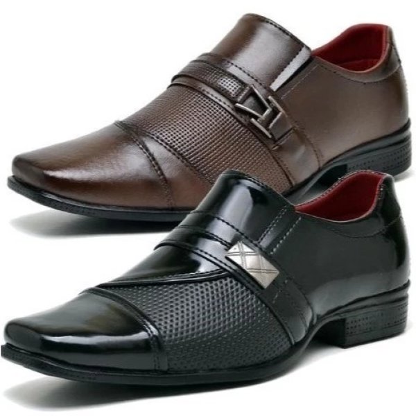 Kit 2 Pares de Sapato Social Masculino Oxford Moderno com Fivela