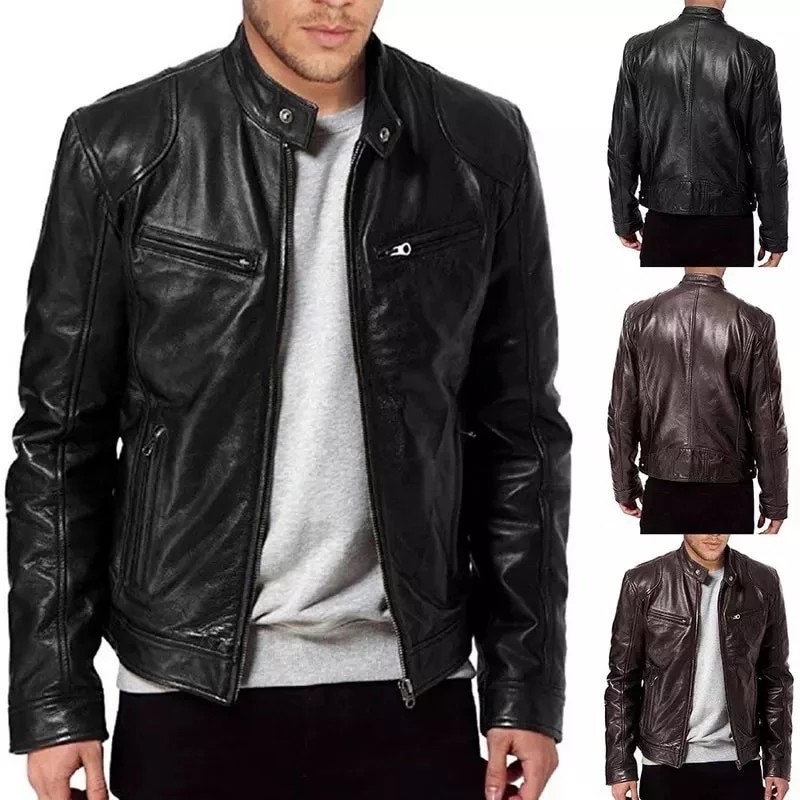 Jaqueta De Couro Masculina Resistente Motoqueiro Impermeá...