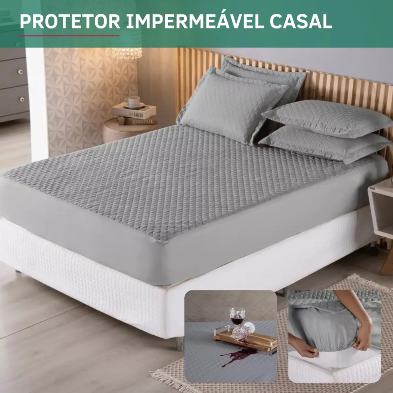 Protetor De Colchão Impermeável Casal Matelado Antiácaro ...